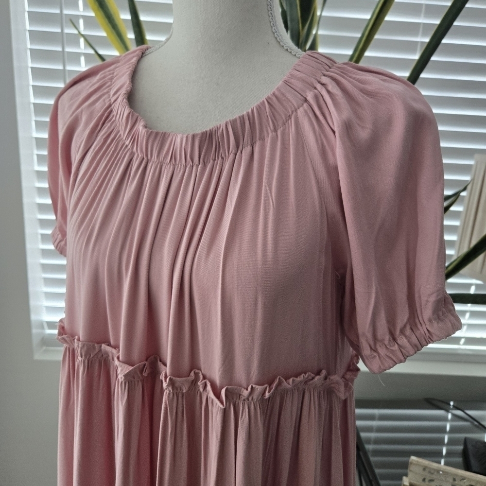 Fore Blush Pink Off the Shoulder Tiered Maxi Dress. Size Small. New without tags - Picture 4 of 9